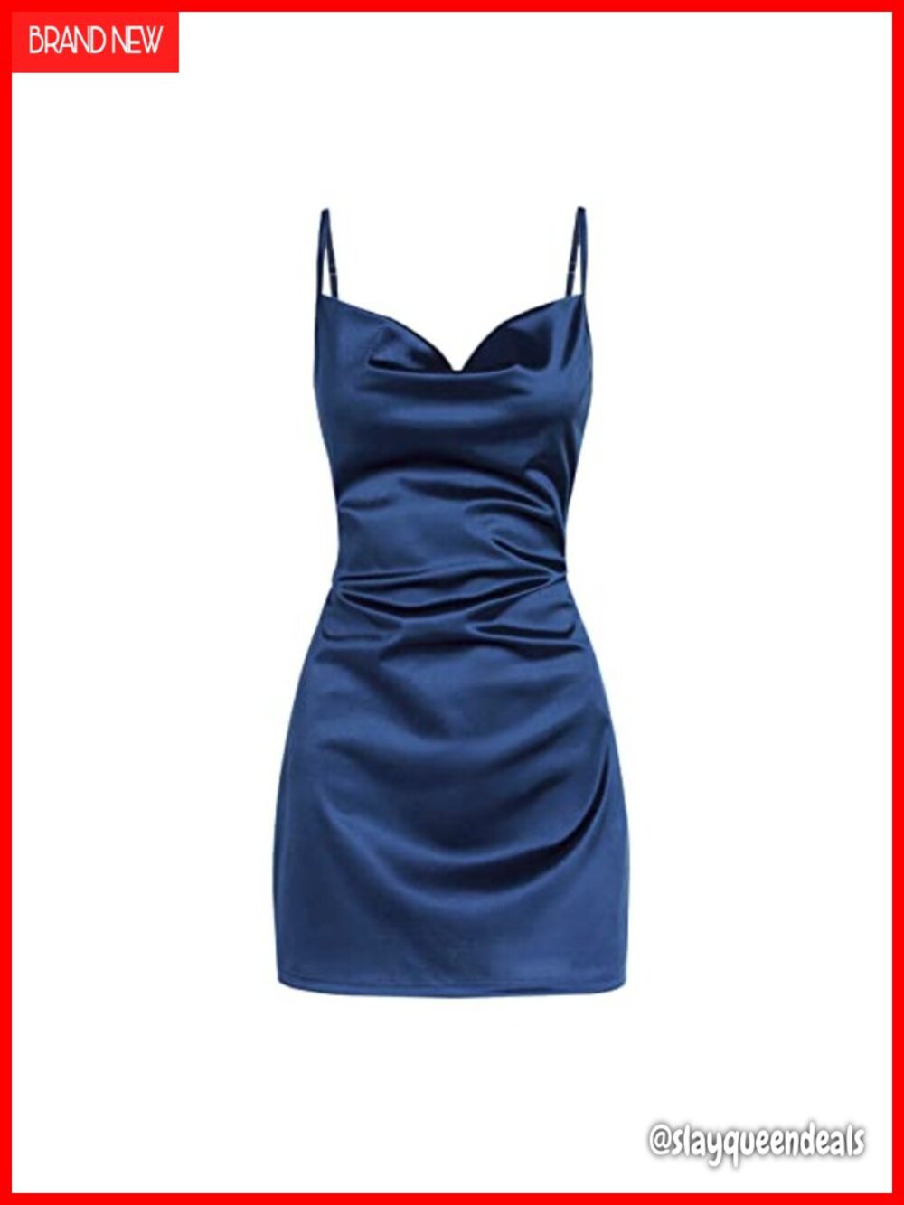 Satin Cowl Neck Spaghetti Strap Mini Slip Cocktail Dress